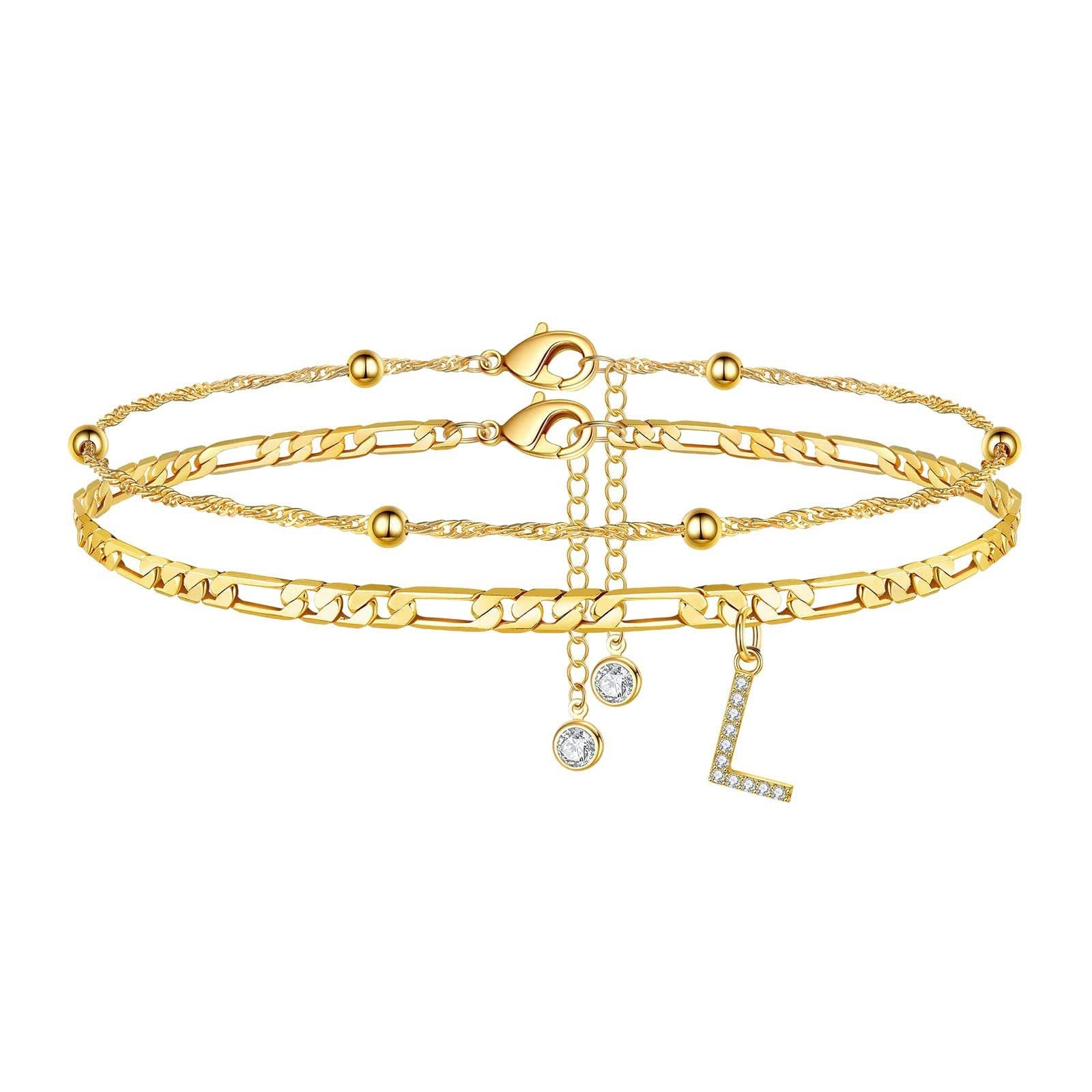 Waterproof & Tarnish-Free Beaded Initial Anklet