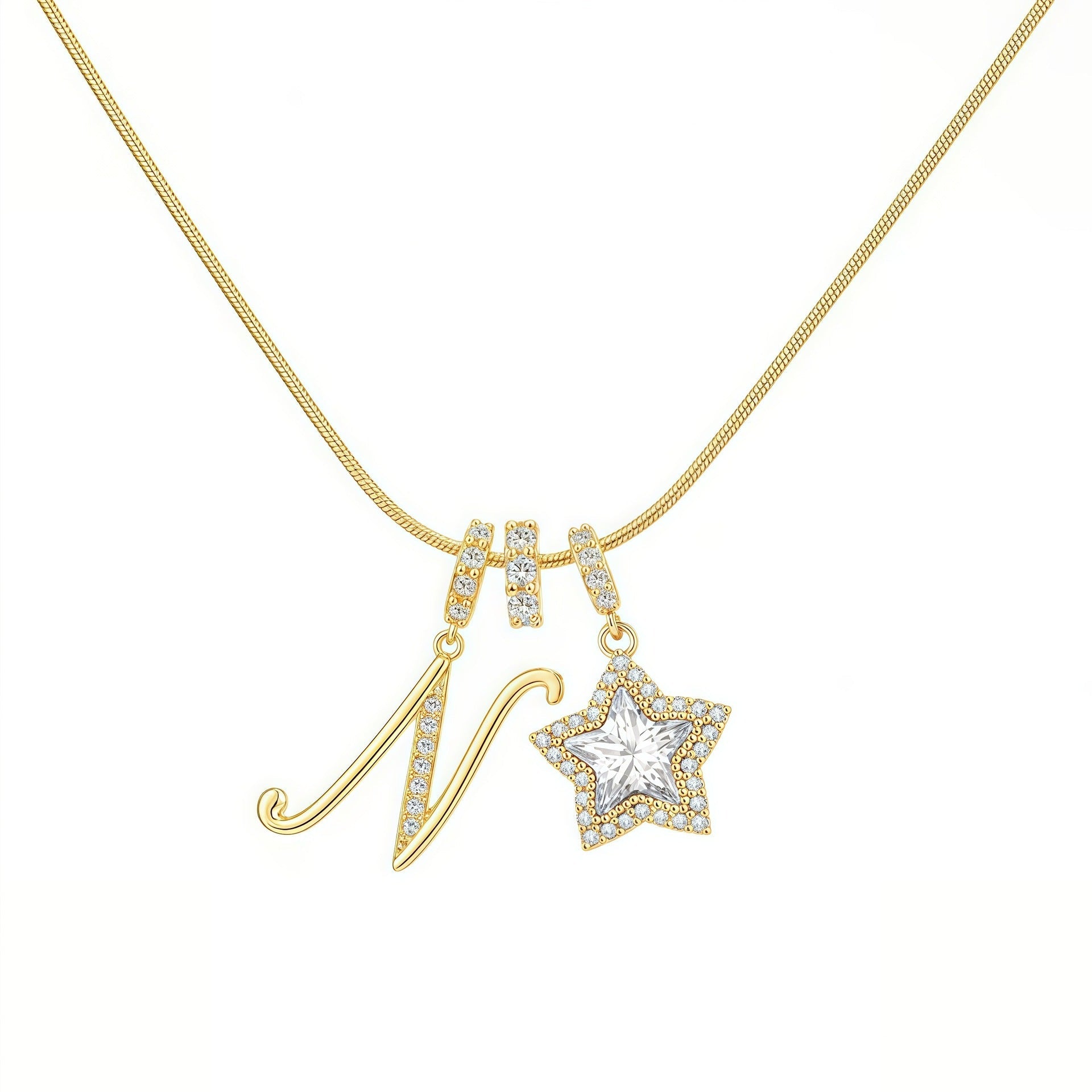 Initial & Star Pendant Necklace ¨C Waterproof & Tarnish-Free