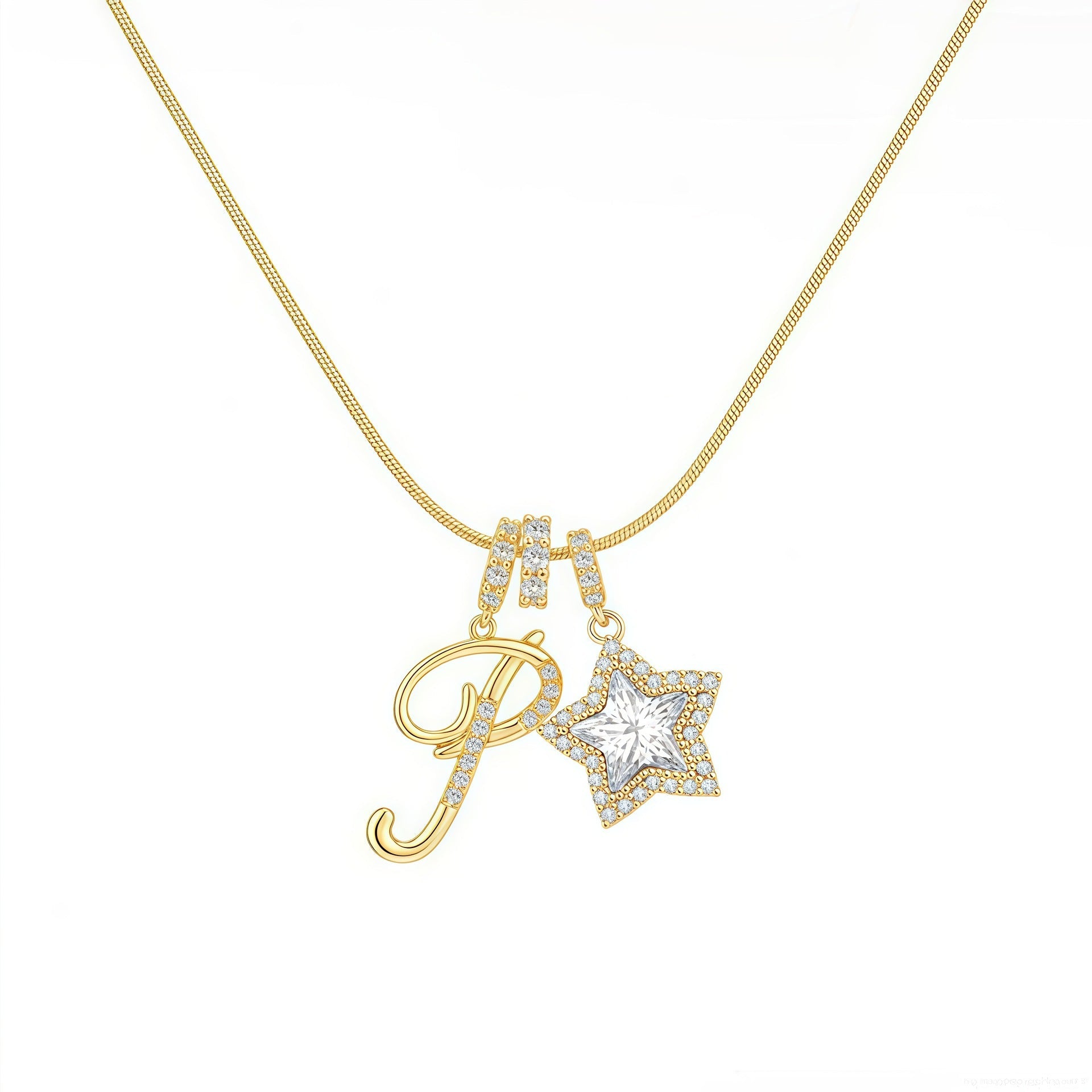 Initial & Star Pendant Necklace ¨C Waterproof & Tarnish-Free