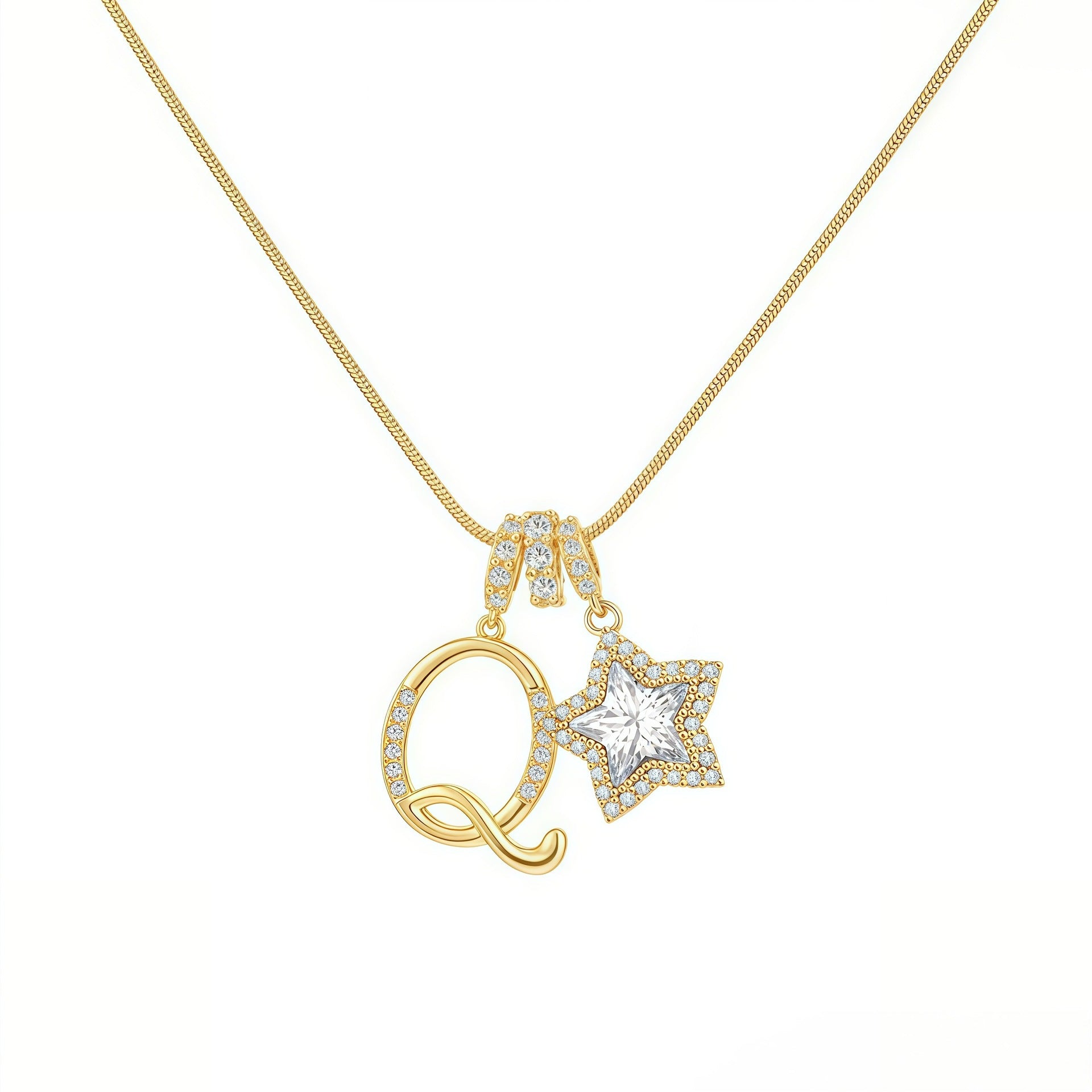 Initial & Star Pendant Necklace ¨C Waterproof & Tarnish-Free