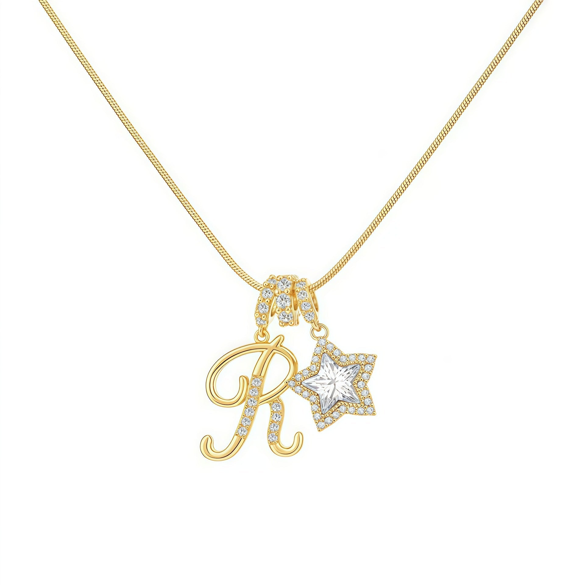 Initial & Star Pendant Necklace ¨C Waterproof & Tarnish-Free