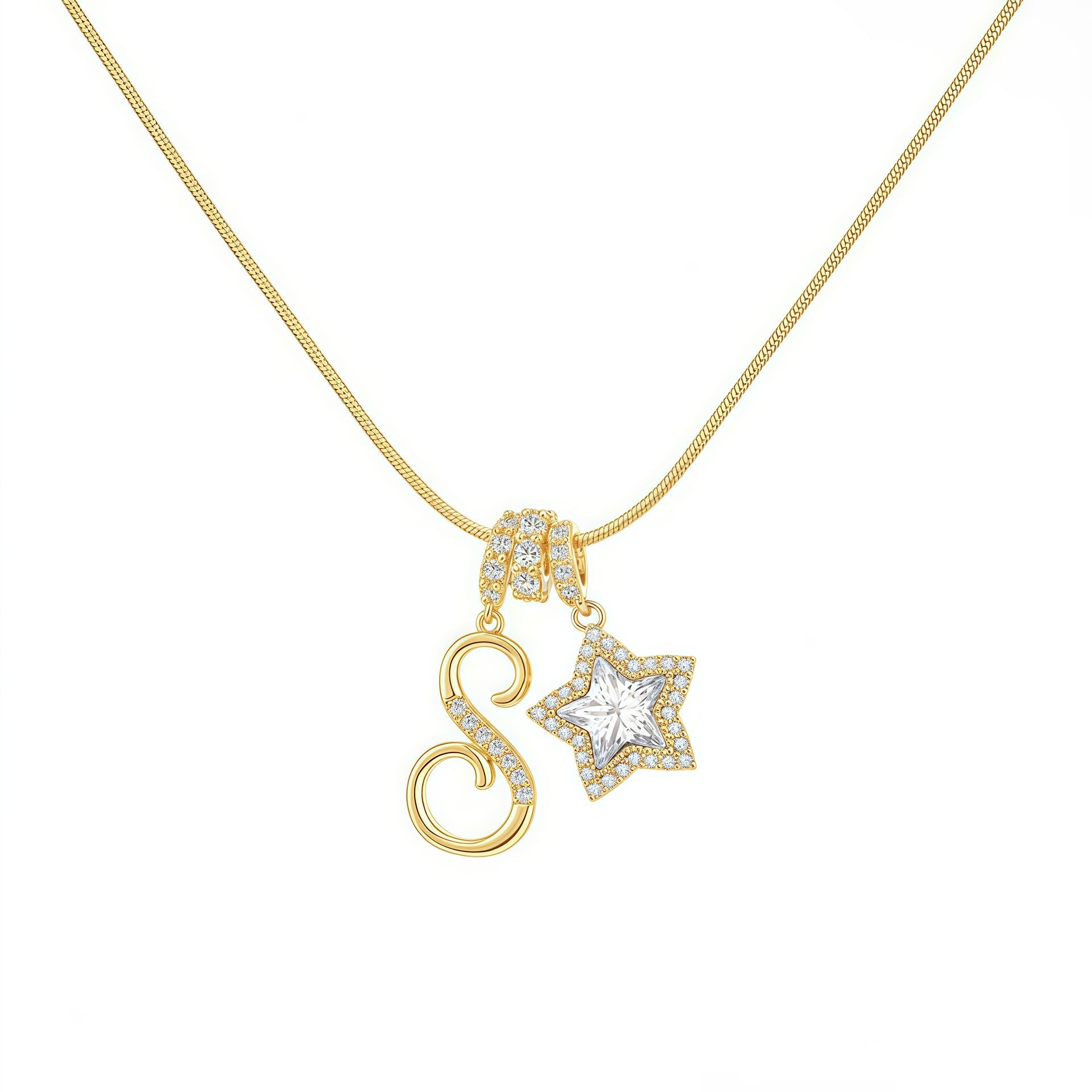 Initial & Star Pendant Necklace ¨C Waterproof & Tarnish-Free