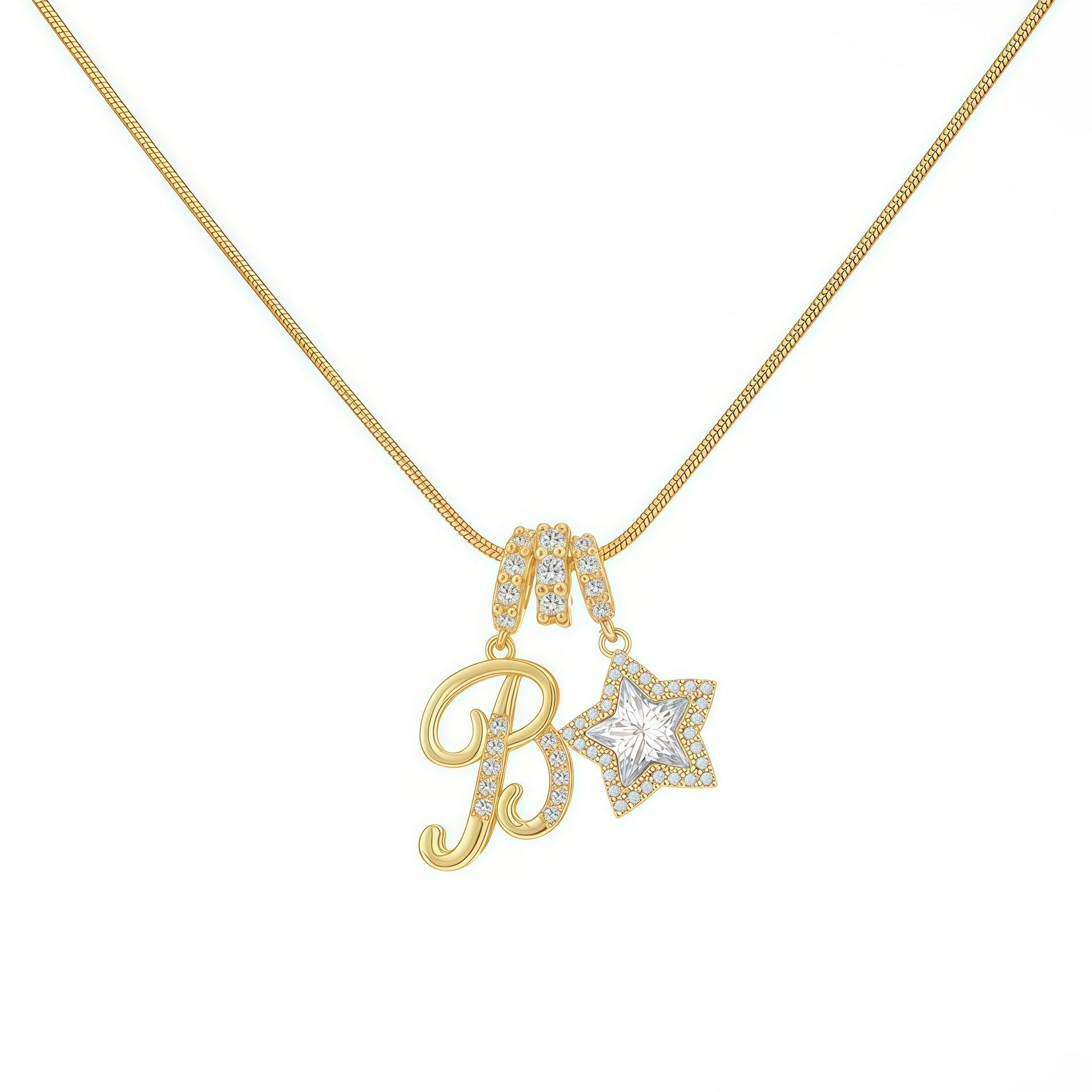 Initial & Star Pendant Necklace ¨C Waterproof & Tarnish-Free