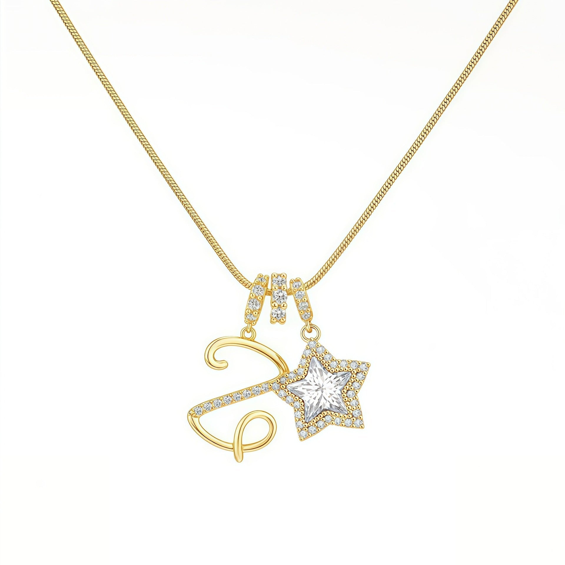 Initial & Star Pendant Necklace ¨C Waterproof & Tarnish-Free