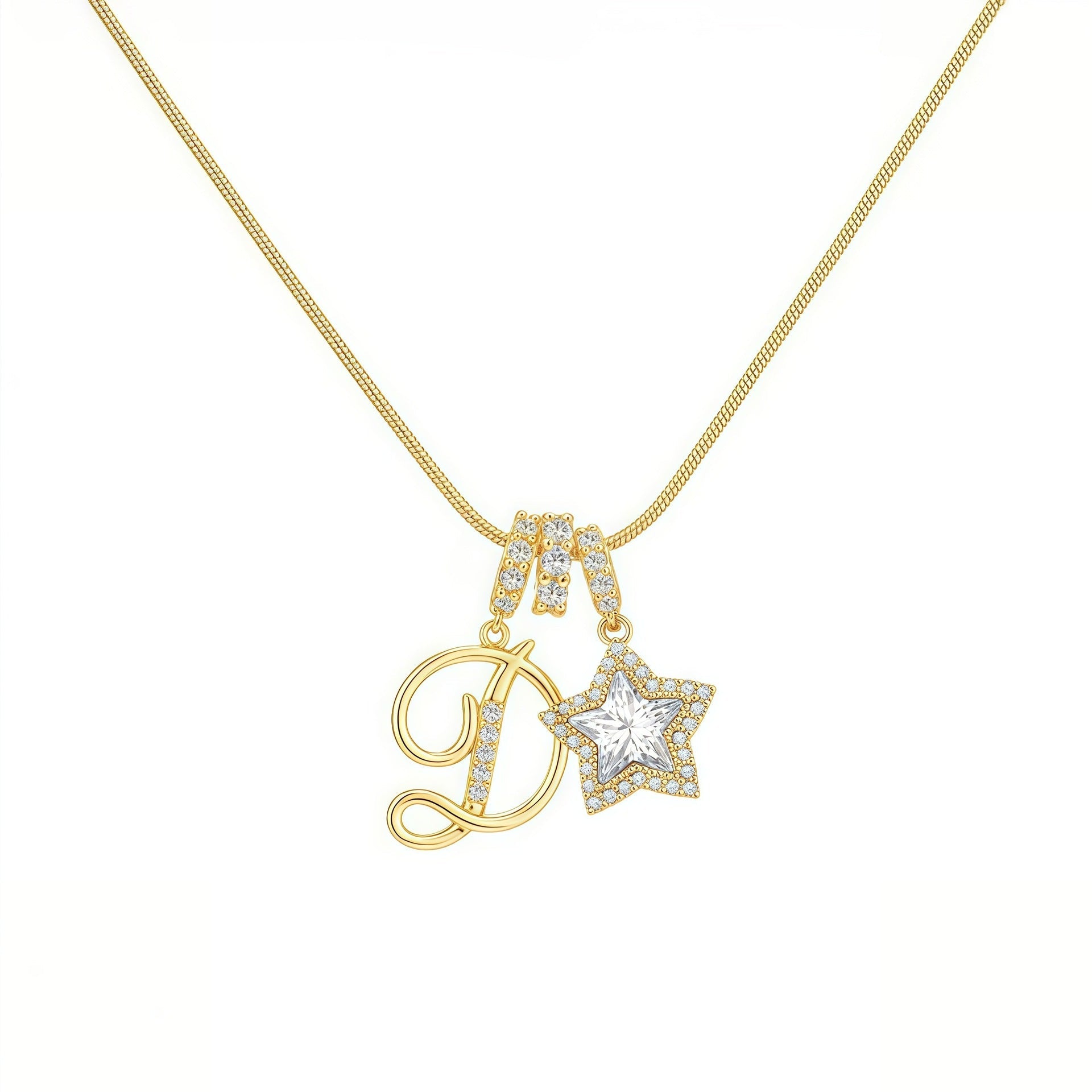 Initial & Star Pendant Necklace ¨C Waterproof & Tarnish-Free