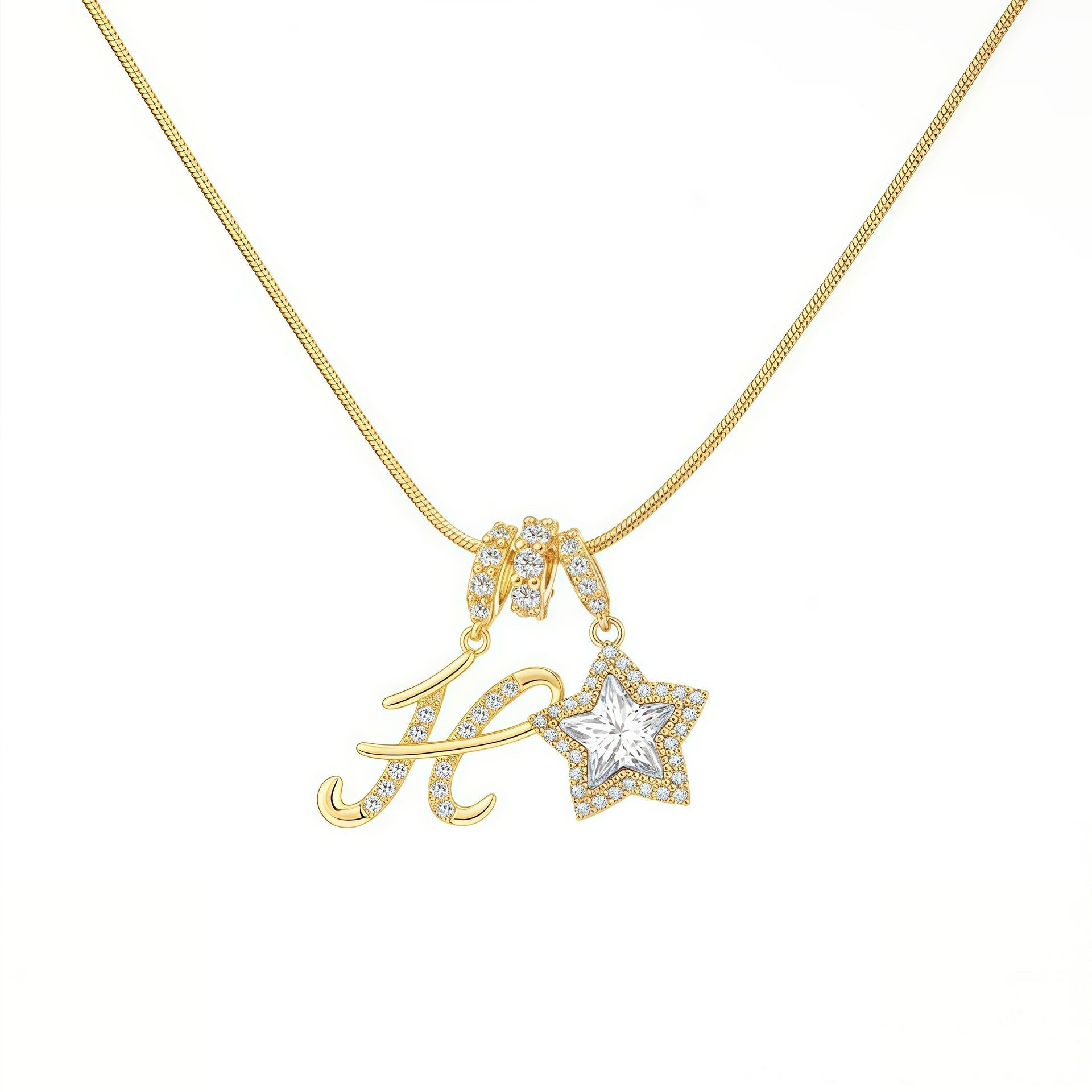 Initial & Star Pendant Necklace ¨C Waterproof & Tarnish-Free