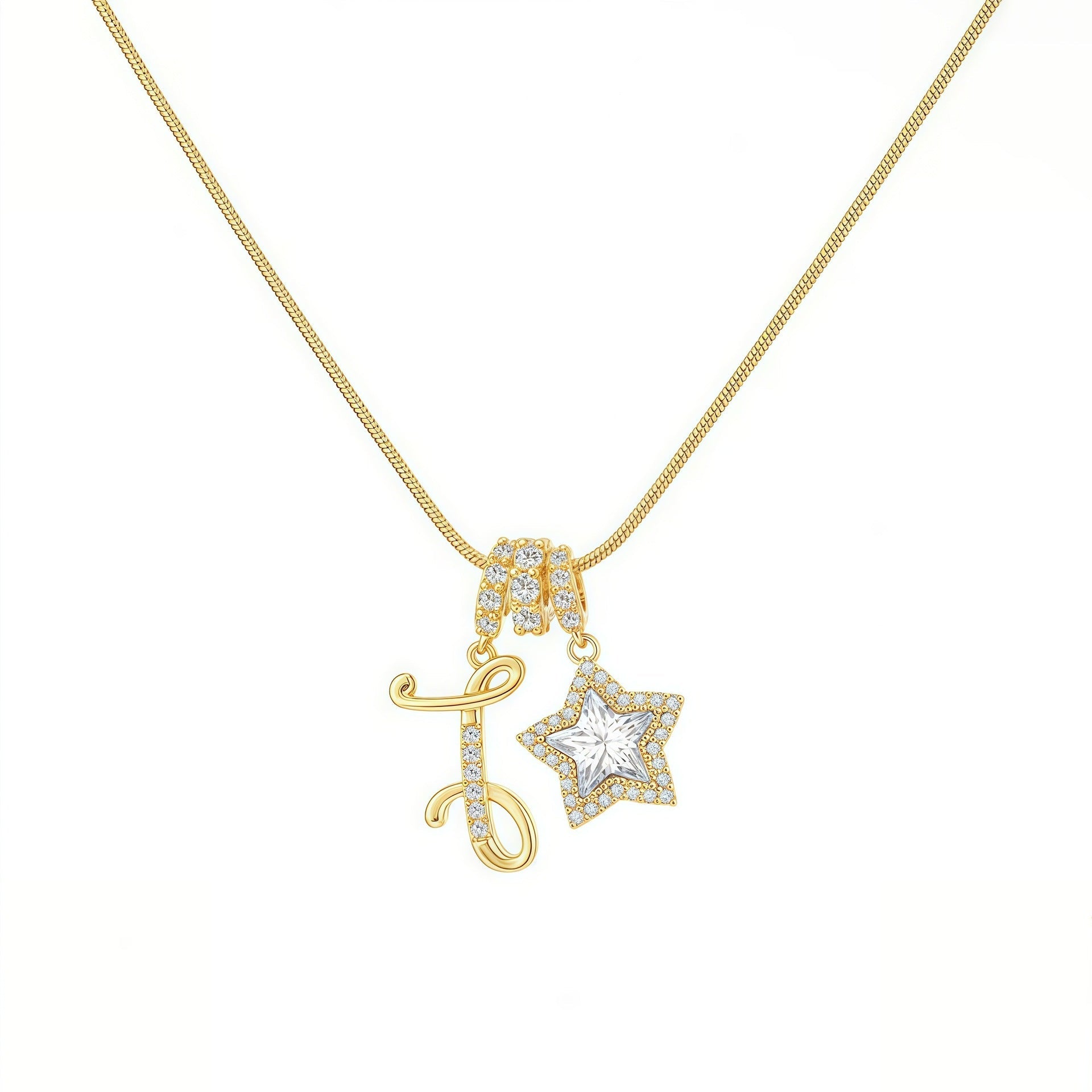 Initial & Star Pendant Necklace ¨C Waterproof & Tarnish-Free